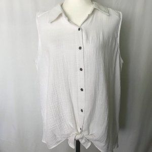 Style & Co Women's White Front-tie Blouse NWOT
